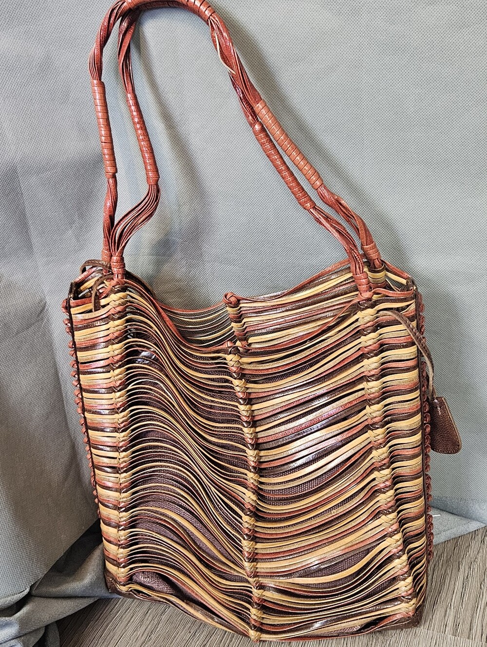 Vintage Boho Woven Multi-Color Leather Women's Shoulder Bag - Picture 8 of 12